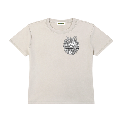 PHT Woman's Vintage Wash Drop Shoulder T-shirt Front  B&W Logo