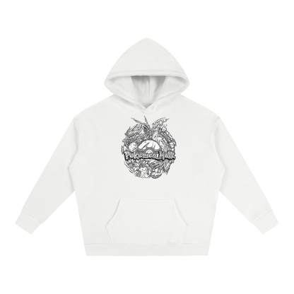 PHT Oversize Fleeced Hoodie B&W Logo