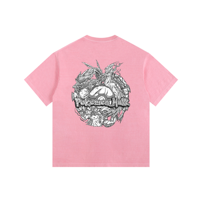 PHT Vintage Washed Oversized Cotton T-Shirt B&W Logo