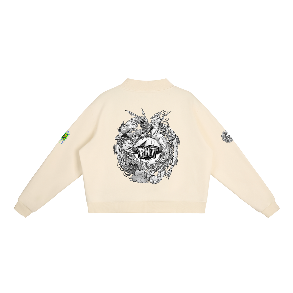 PHT Fleece Mock-Neck Crew Sweatshirt B&W Logo