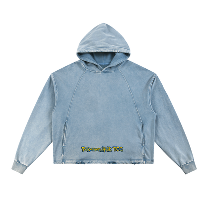 PHT Vintage Washed Frayed-Hem Hoodie Colour Logo
