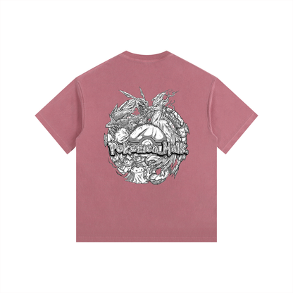 PHT Vintage Washed Oversized Cotton T-Shirt B&W Logo