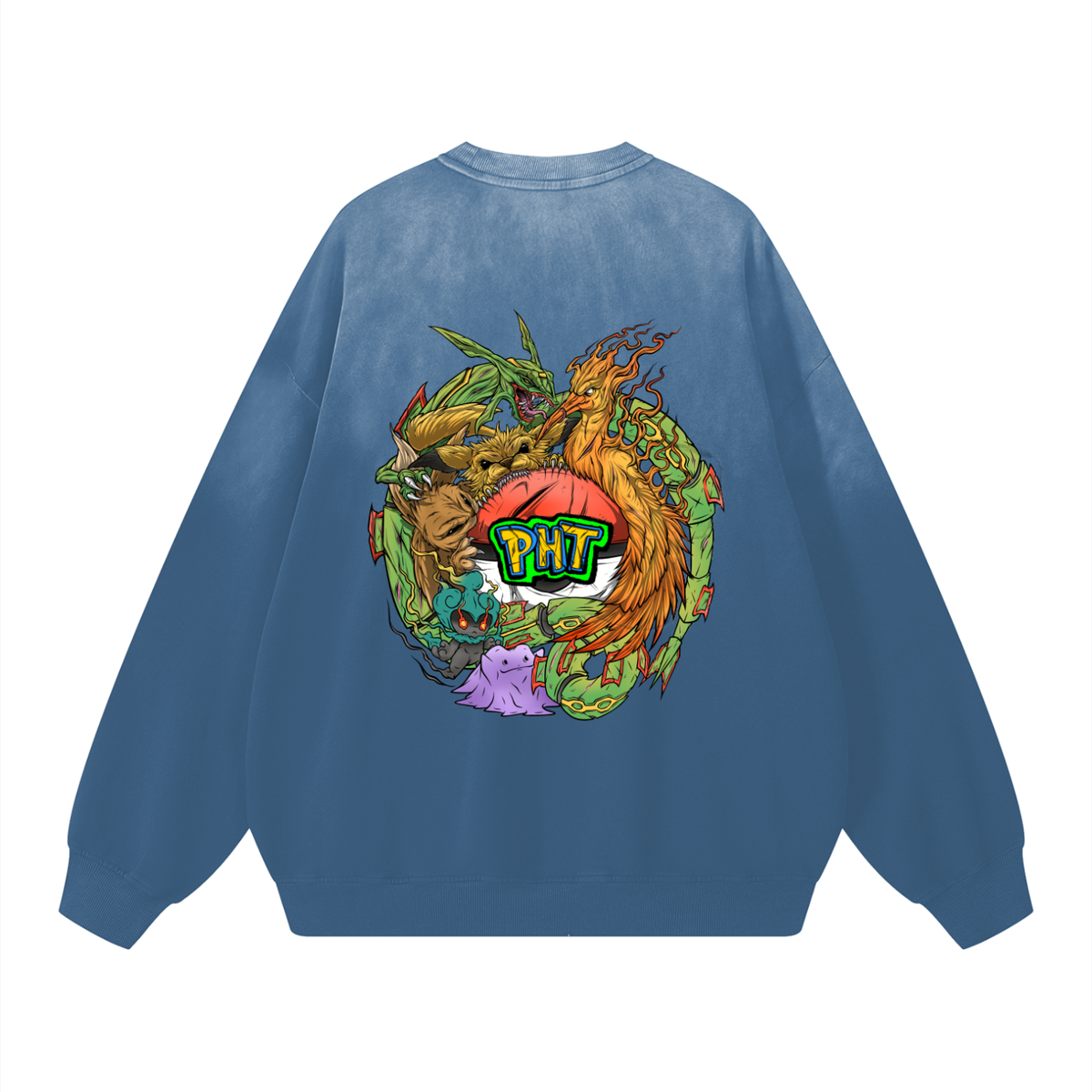 PHT  Sunfade Drop-Shoulder Cotton Sweatshirt Colour Logo