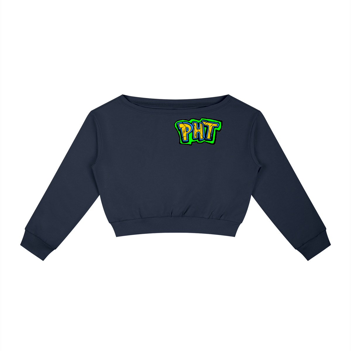 PHT Women's Off-Shoulder Sweatshirt Colour Logo