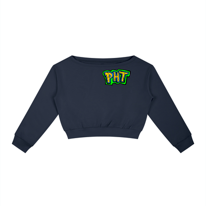 PHT Women's Off-Shoulder Sweatshirt Colour Logo