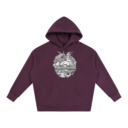 PHT Oversize Fleeced Hoodie B&W Logo