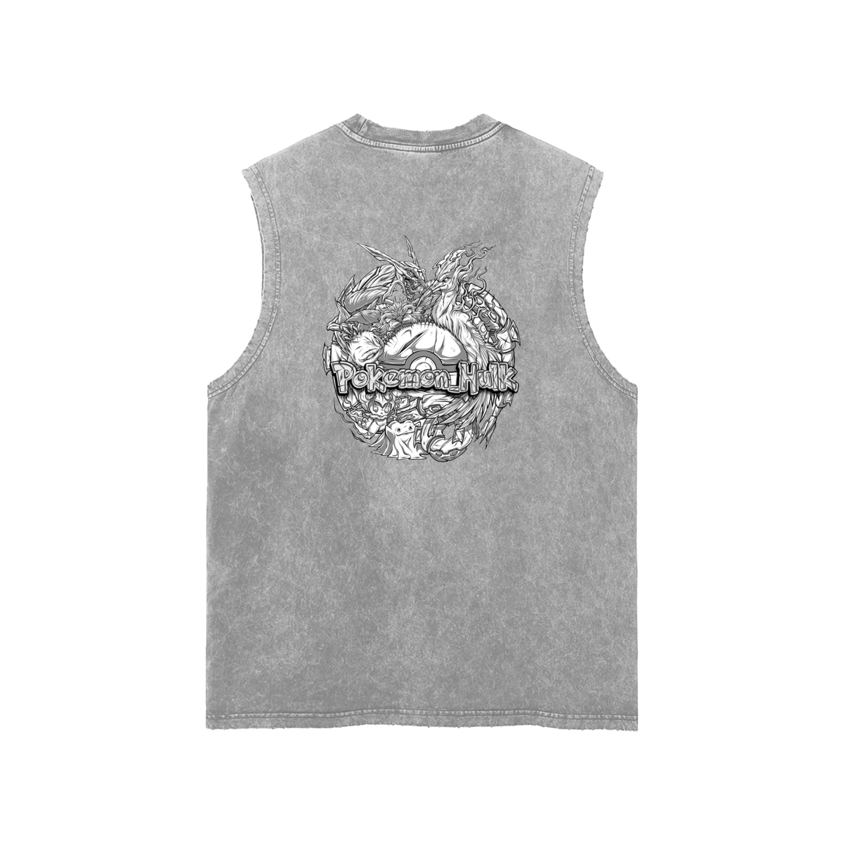 PHT  Snow Washed Frayed Hem Tank Top B&W Logo