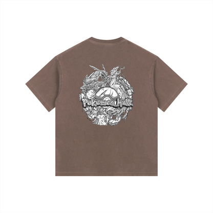 PHT Vintage Washed Oversized Cotton T-Shirt B&W Logo