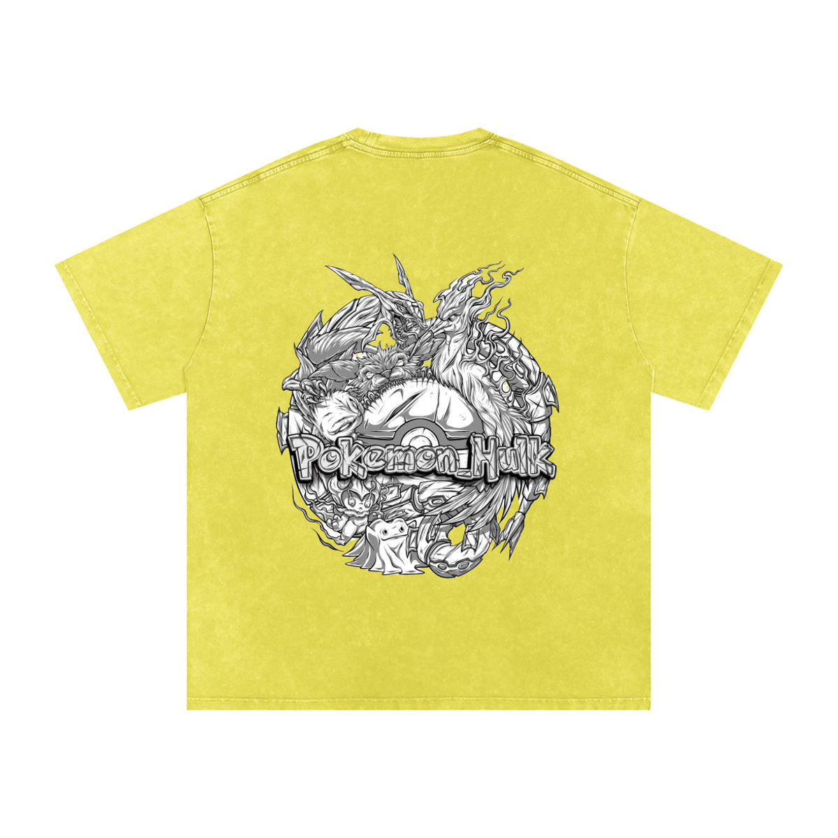 PHT Snow Washed Oversized Cotton T-Shirt B&W Logo