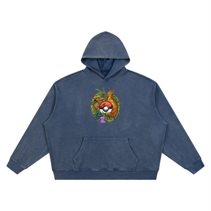 PHT  Vintage Wash Waffle Boxy Hoodie Colour Logo