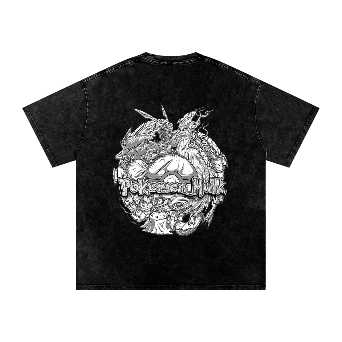PHT Snow Washed Oversized Cotton T-Shirt B&W Logo