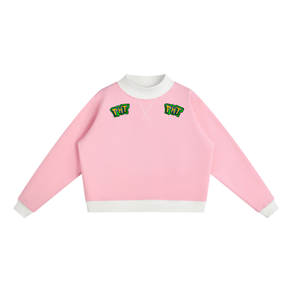 PHT Women’s Mock Neck Crewneck Sweatshirt B&W Logo