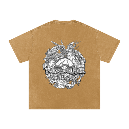 PHT Snow Washed Oversized Cotton T-Shirt B&W Logo