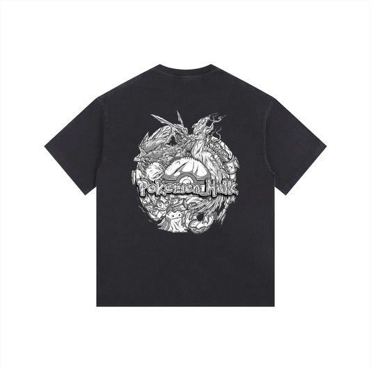 PHT Vintage Washed Oversized Cotton T-Shirt B&W Logo