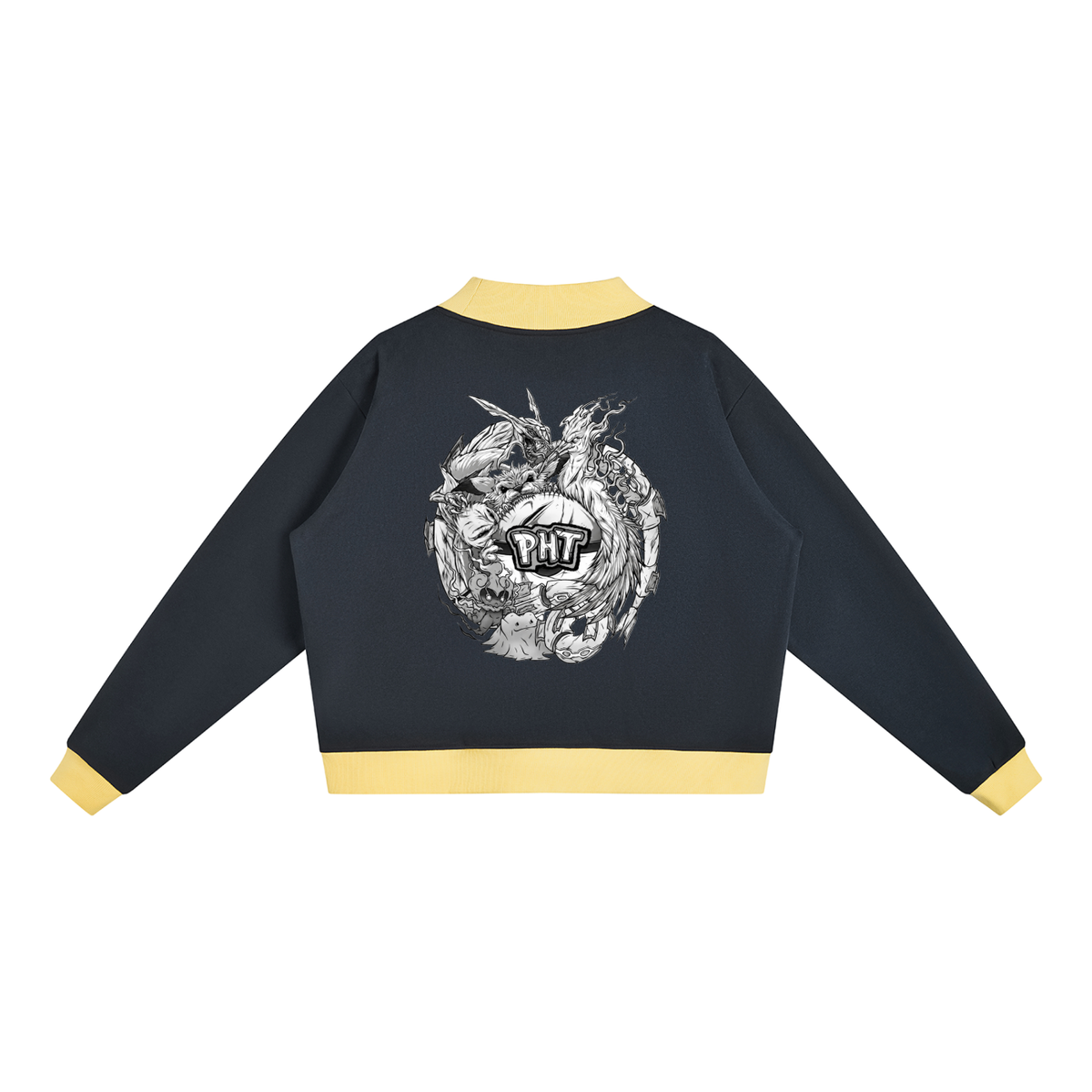 PHT Women’s Mock Neck Crewneck Sweatshirt B&W Logo