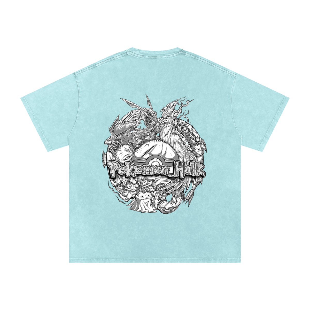 PHT Snow Washed Oversized Cotton T-Shirt B&W Logo