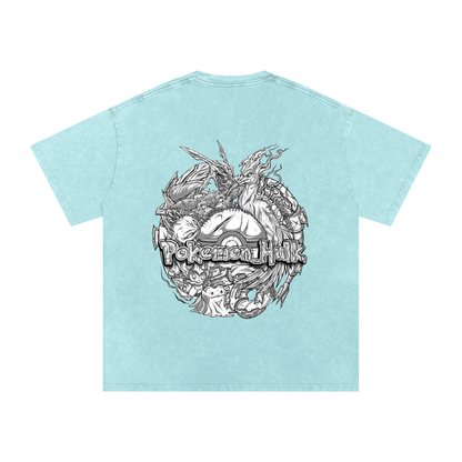 PHT Snow Washed Oversized Cotton T-Shirt B&W Logo