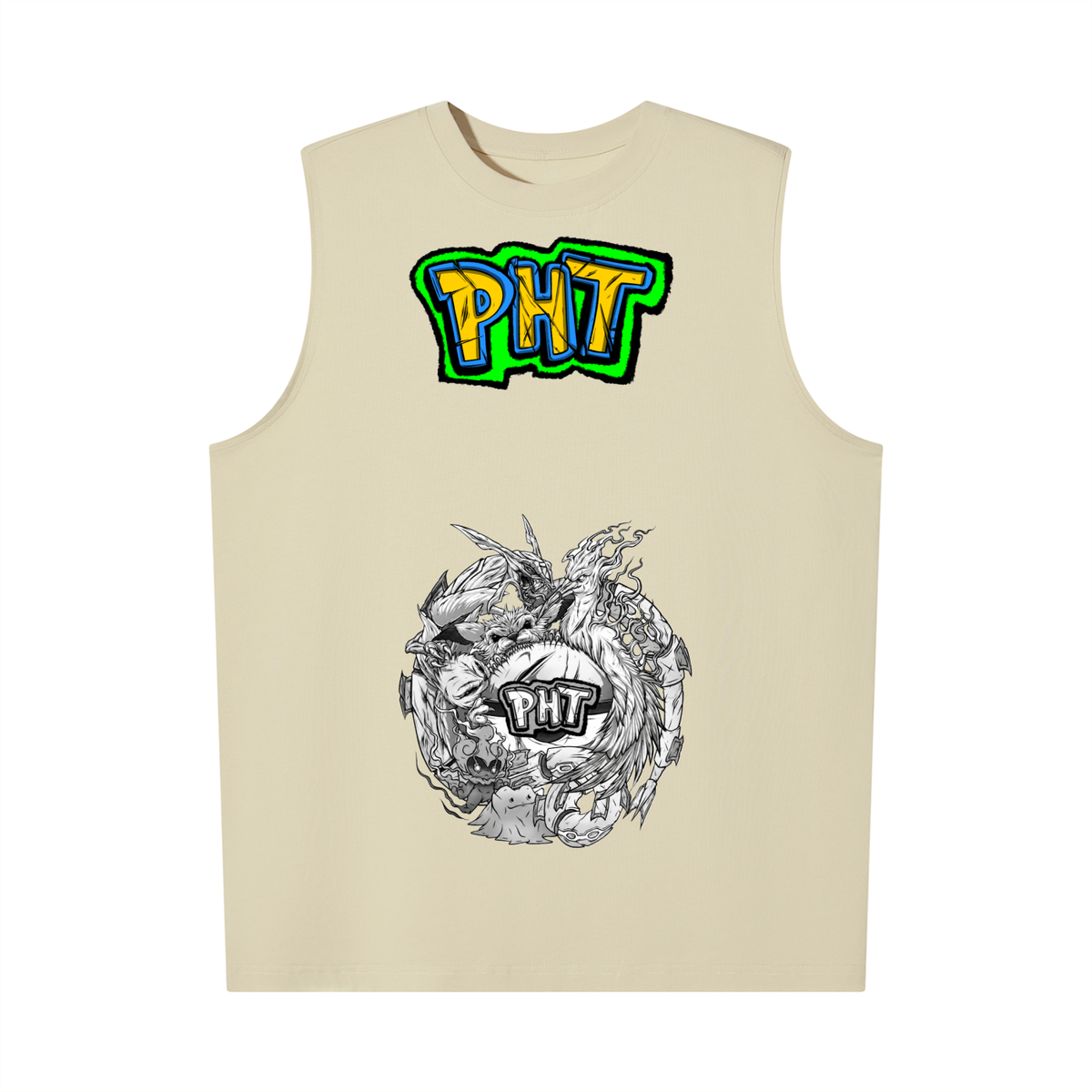 PHT Oversized Cotton Tank  B&W Logo