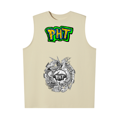 PHT Oversized Cotton Tank  B&W Logo