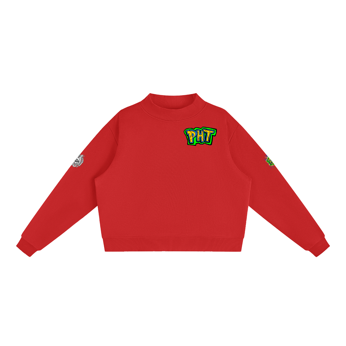 PHT Fleece Mock-Neck Crew Sweatshirt B&W Logo