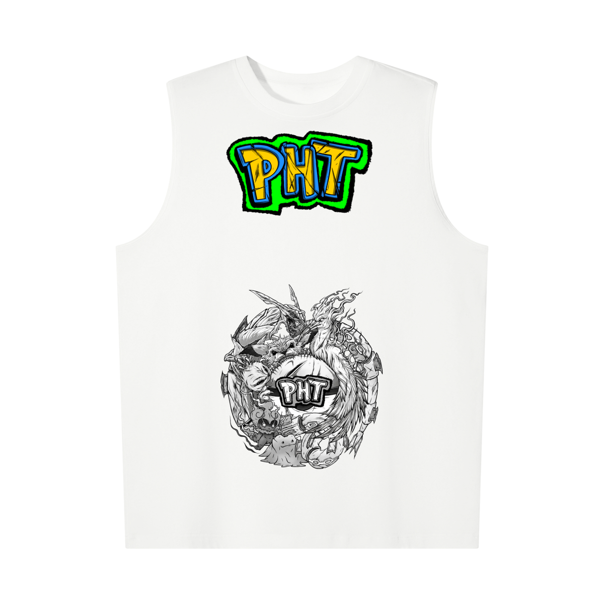 PHT Oversized Cotton Tank  B&W Logo