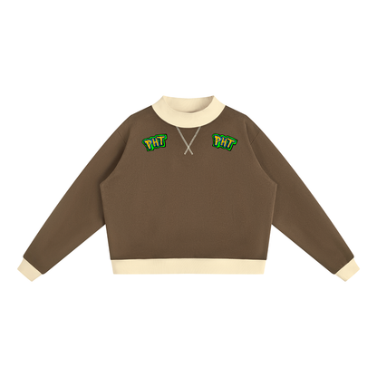 PHT Women’s Mock Neck Crewneck Sweatshirt B&W Logo