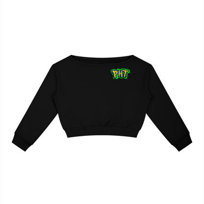 PHT Women's Off-Shoulder Sweatshirt B&W Logo