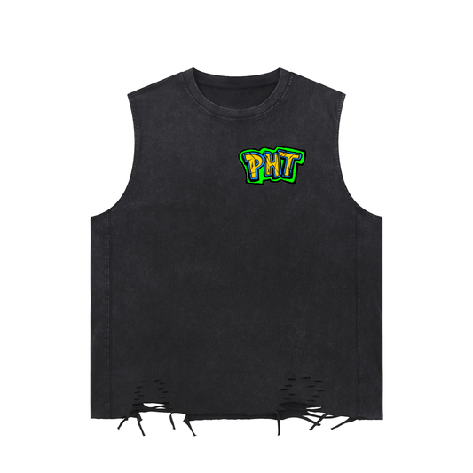 PHT  Snow Washed Raw-Hem Tank Top Colour logo