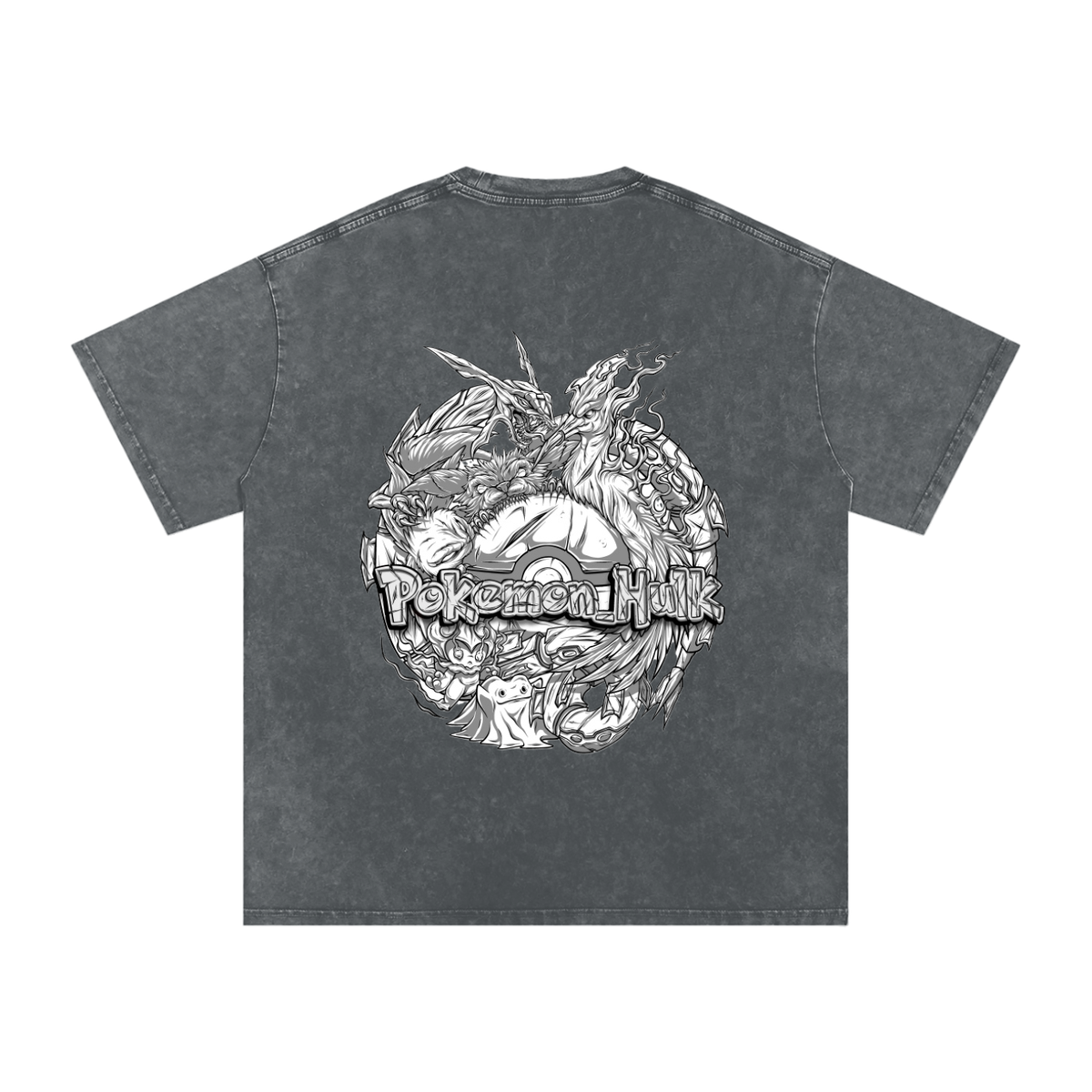PHT Snow Washed Oversized Cotton T-Shirt B&W Logo