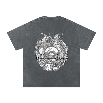 PHT Snow Washed Oversized Cotton T-Shirt B&W Logo