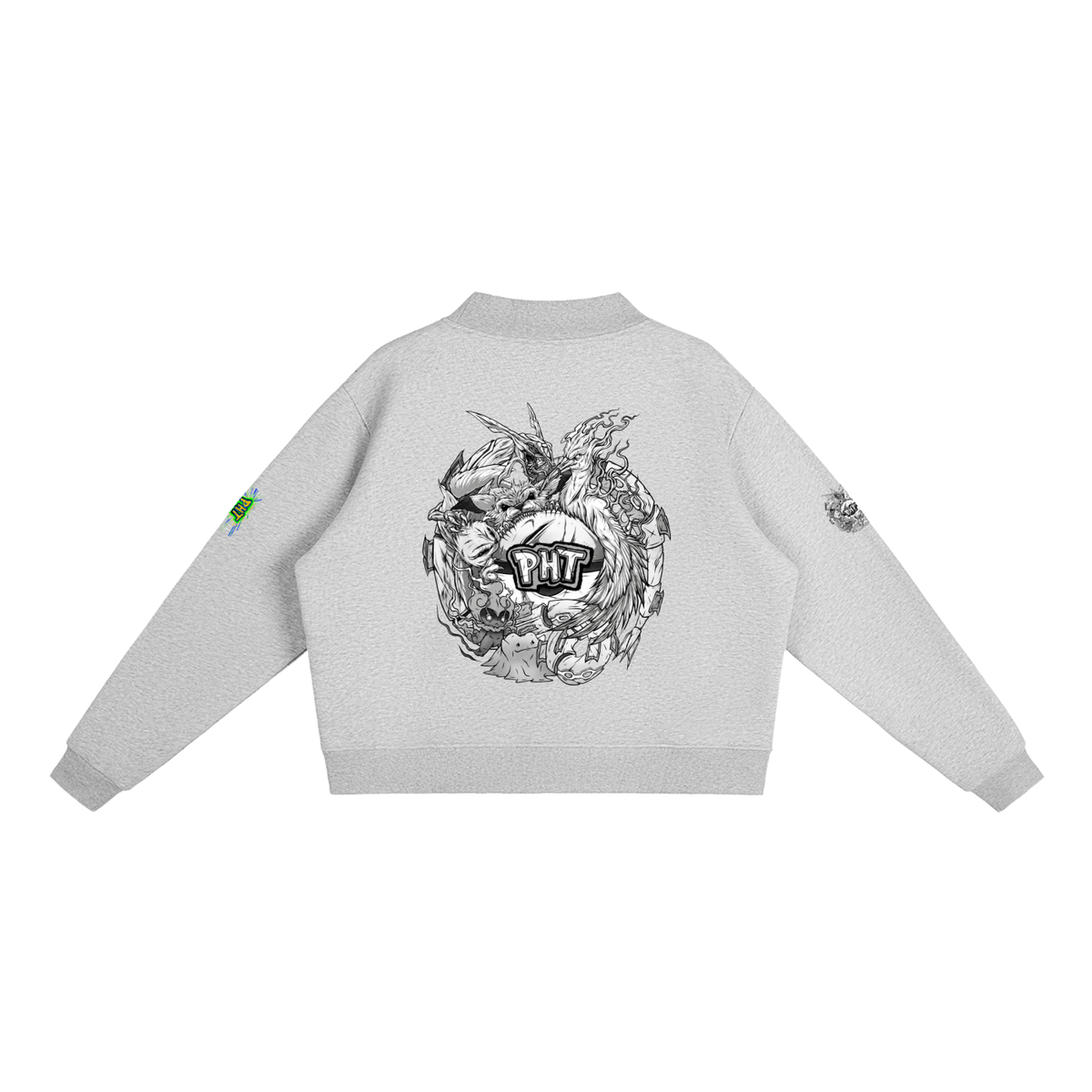 PHT Fleece Mock-Neck Crew Sweatshirt B&W Logo