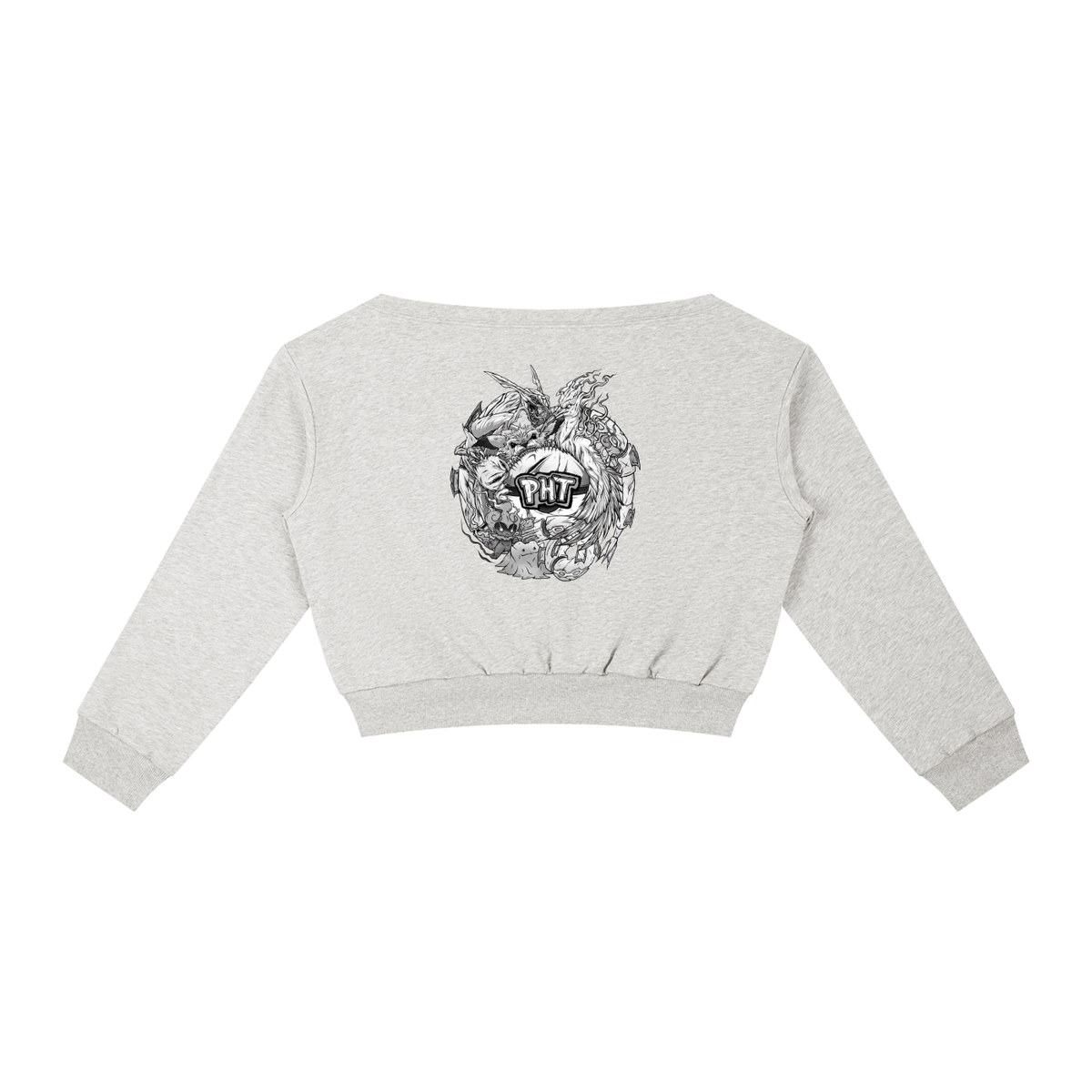 PHT Women's Off-Shoulder Sweatshirt B&W Logo