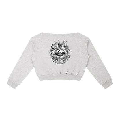 PHT Women's Off-Shoulder Sweatshirt B&W Logo