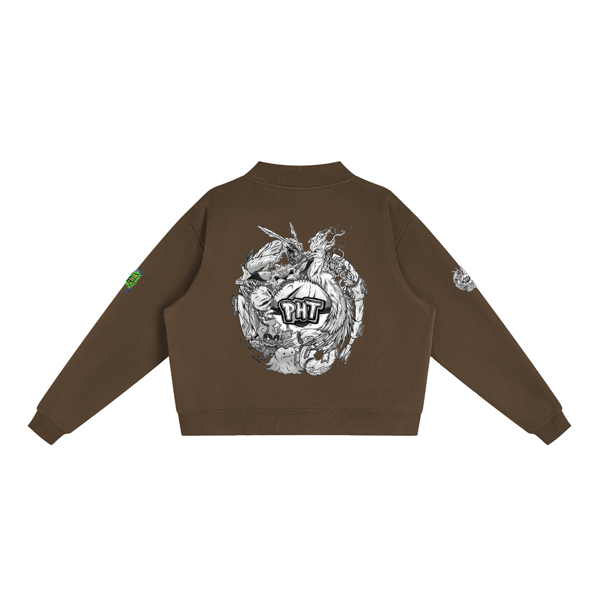 PHT Fleece Mock-Neck Crew Sweatshirt B&W Logo