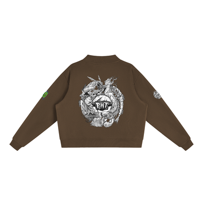 PHT Fleece Mock-Neck Crew Sweatshirt B&W Logo