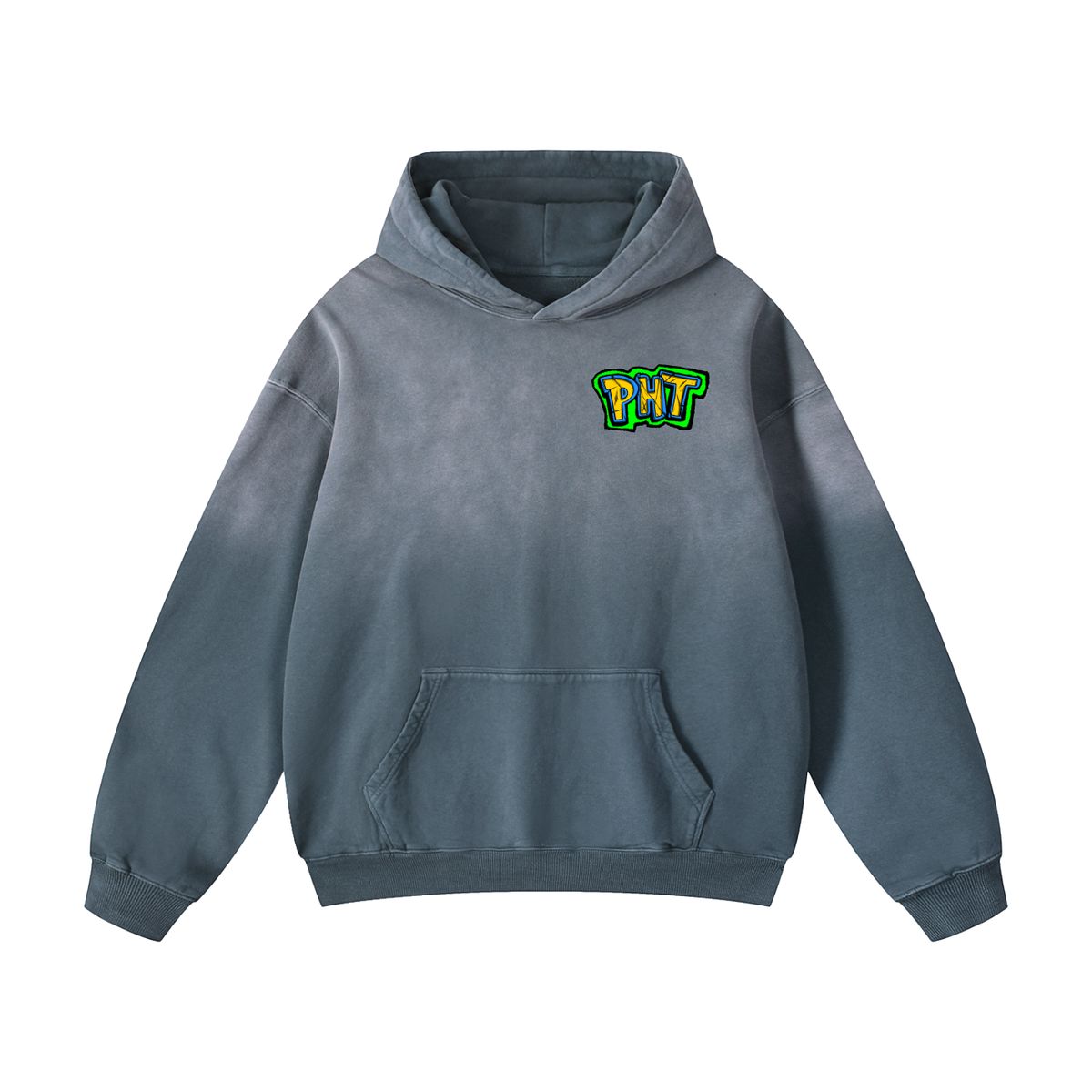 PHT Heavyweight Sunfade Oversized Hoodie B&W Logo