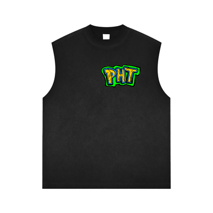 PHT Reverse Washed Tank Top B&W Logo