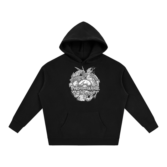 PHT Oversize Fleeced Hoodie B&W Logo