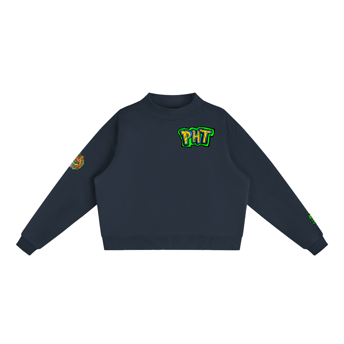 PHT Fleece Mock-Neck Crew Sweatshirt Colour Logo