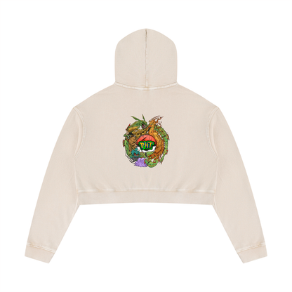 PHT Women’s Mineral Washed Crop Hoodie Colour Logo