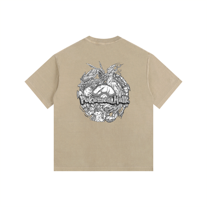 PHT Vintage Washed Oversized Cotton T-Shirt B&W Logo