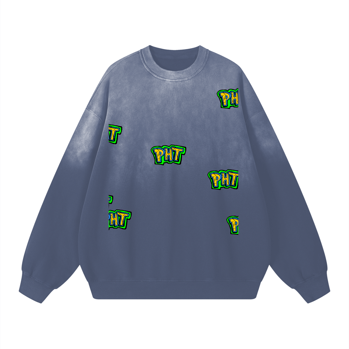 PHT  Sunfade Drop-Shoulder Cotton Sweatshirt Colour Logo