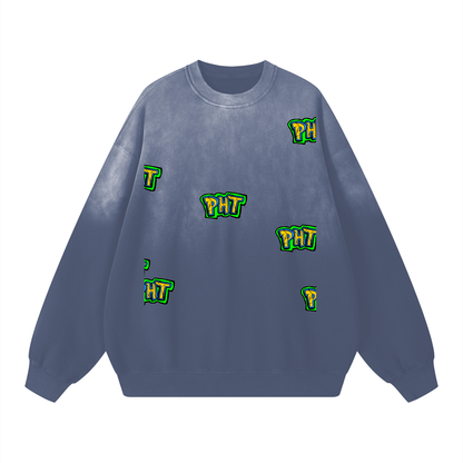 PHT  Sunfade Drop-Shoulder Cotton Sweatshirt Colour Logo