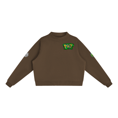 PHT Fleece Mock-Neck Crew Sweatshirt B&W Logo