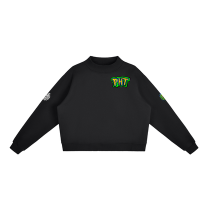 PHT Fleece Mock-Neck Crew Sweatshirt B&W Logo