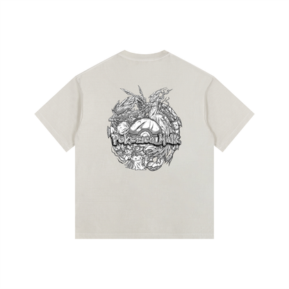 PHT Vintage Washed Oversized Cotton T-Shirt B&W Logo