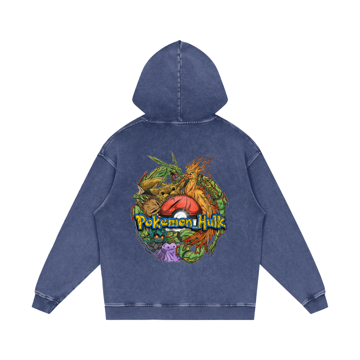 PHT Snow Washed Loose Cotton Hoodie Colour Logo