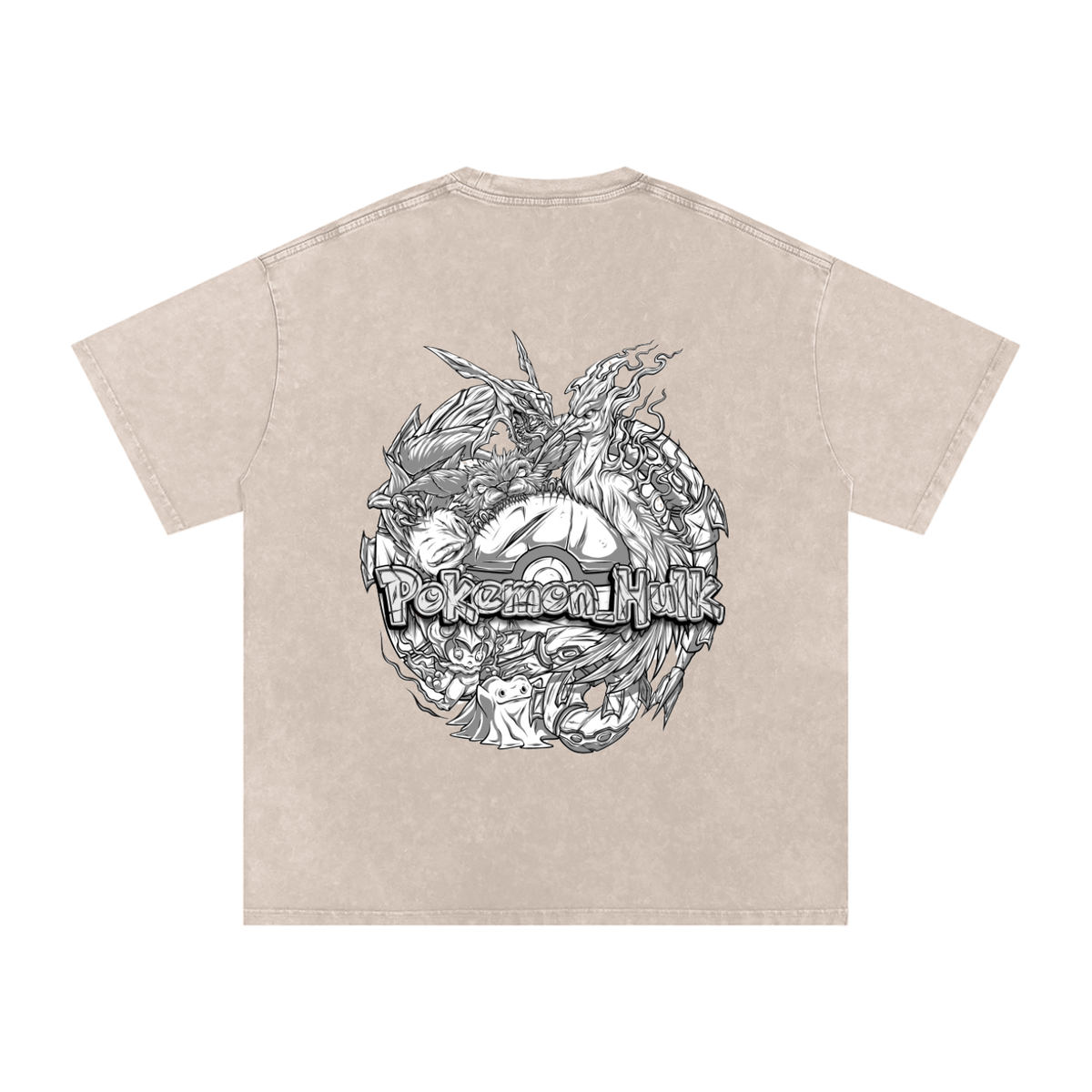 PHT Snow Washed Oversized Cotton T-Shirt B&W Logo