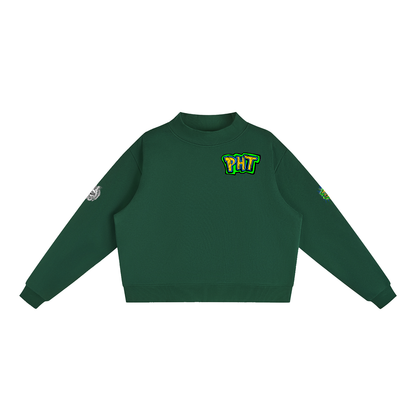 PHT Fleece Mock-Neck Crew Sweatshirt B&W Logo