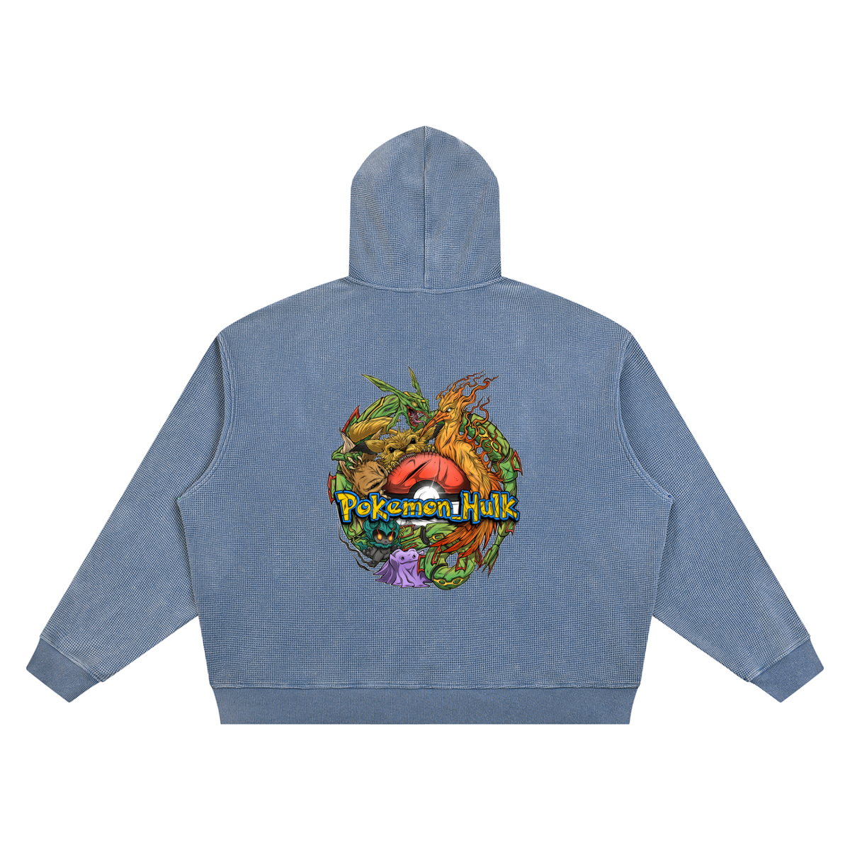 PHT  Vintage Wash Waffle Boxy Hoodie Colour Logo